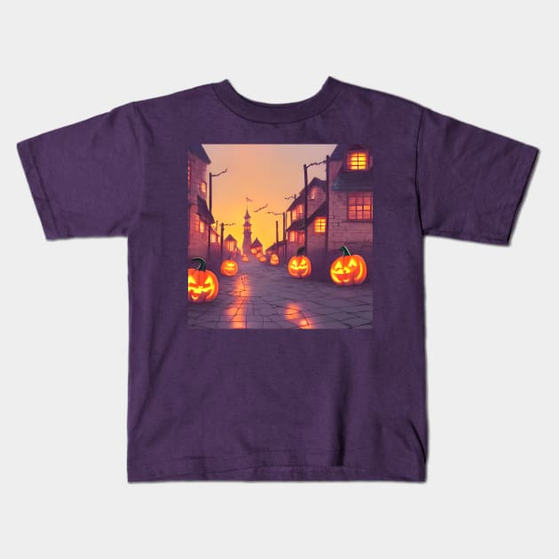 Halloween Faces Having Party Night Spooky Halloween Kids T-Shirt by DaysuCollege